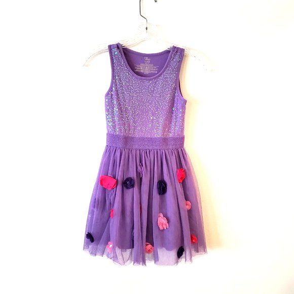 The Children's Place Other - The Childrens Place Girls Purple Dress 7/8 Sequin Bodice Sleeveless Tulle Skirt